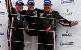 Roger Willis, Tim Mullen and Pierre Ehret on the podium at Silverstone